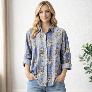 Women's Medium Floral Cotton Cottagecore Boho Prairie Romantic Garden Picnic